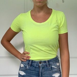 J Crew XXS neon yellow garment dyed t shirt